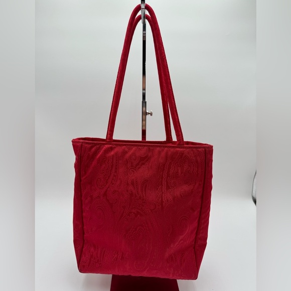 ETRO-Authentic- Red canvas Shoulder Tote - Picture 3 of 15